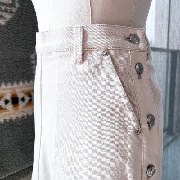 Thakoon Ecru Denim Side Button Closure Midi Skirt Women’s Size 0 NWT - Picture 5 of 14